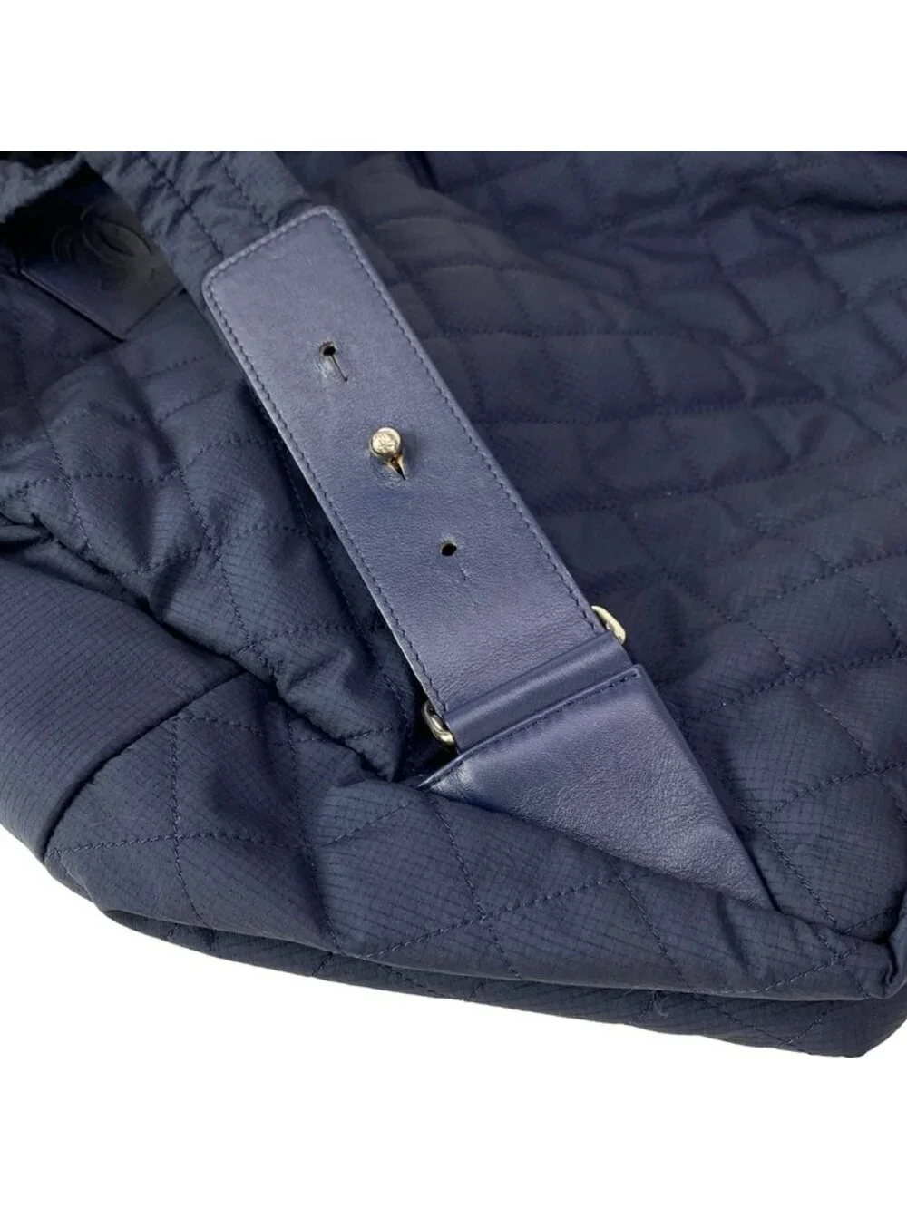 Chanel Backpack Quilted Dark Navy White